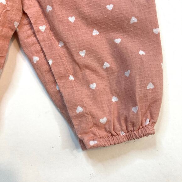 Rachel Zoe Pink Embroidered Hearts Scalloped Pom Poms Bow Jumpsuit Outfit - Picture 6 of 10